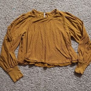 Free People Women's Mustard Long Sleeve Top Size Medium